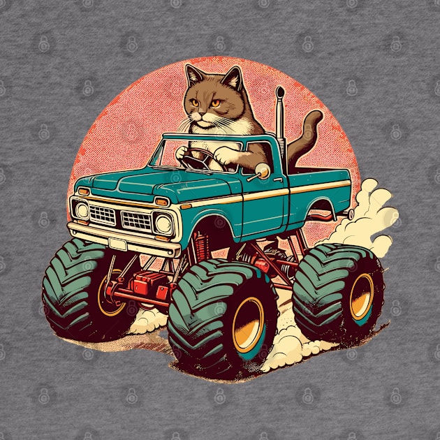 Cat Driving A Monster Truck by Vehicles-Art